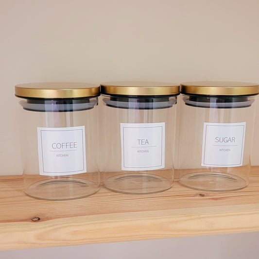 750ml Minimalistic Glass Jars with Gold Lid
