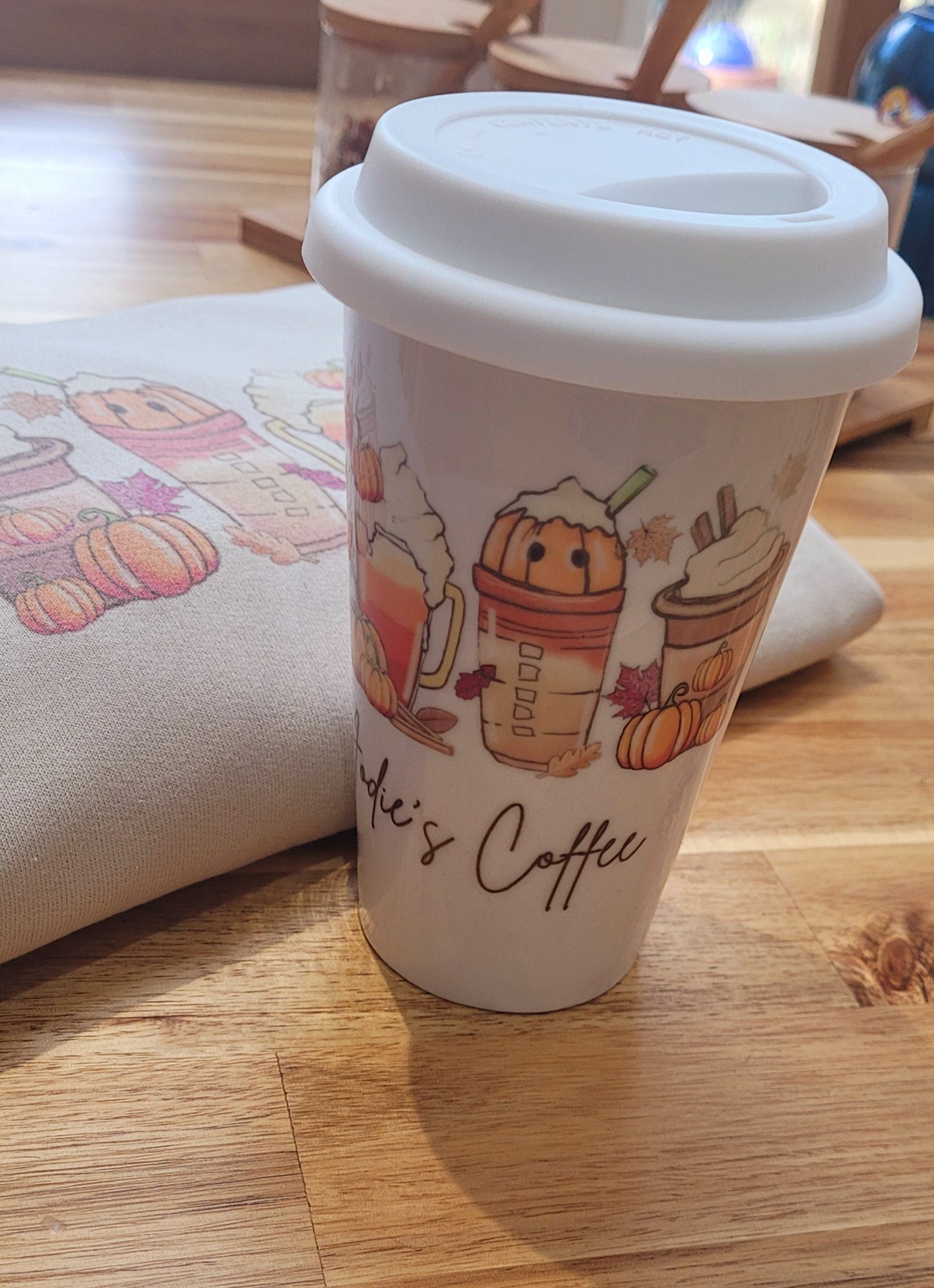 Ceramic Pumpkin Coffee Travel Mug