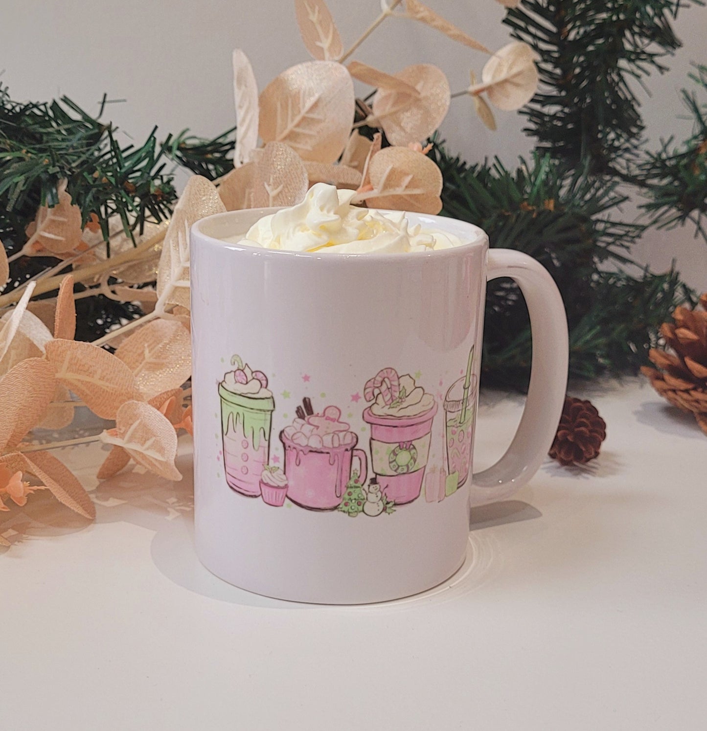 Coffee Print Pink Mug