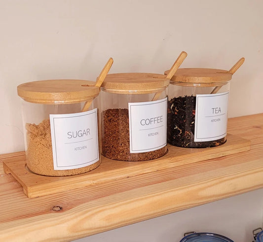 Minimalistic Set of Three Jars with Spoons