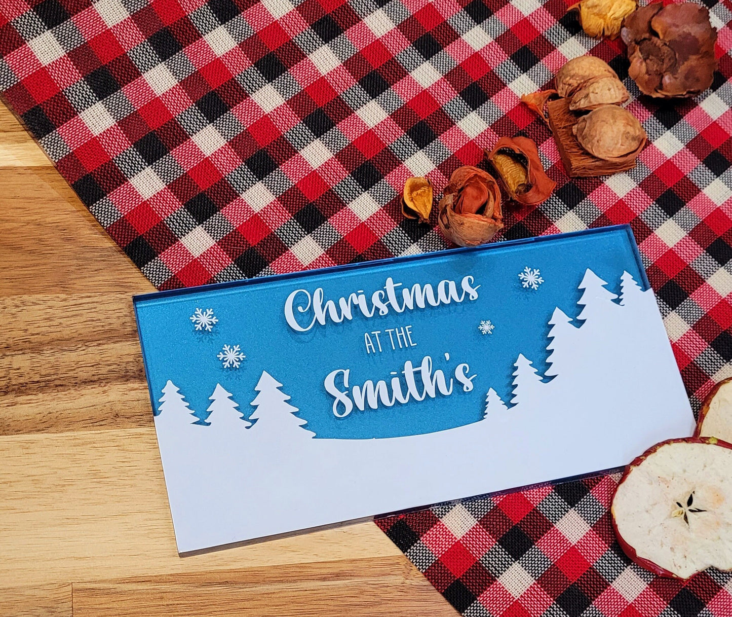 Personalised Glass Tile Christmas Sign