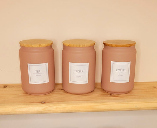 Minimalistic Canisters with Bamboo Lid