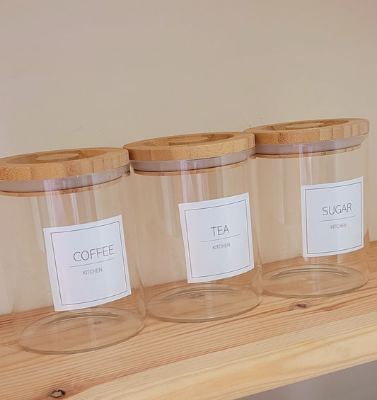 Minimalistic Glass Jars with Bamboo Lid 750ml