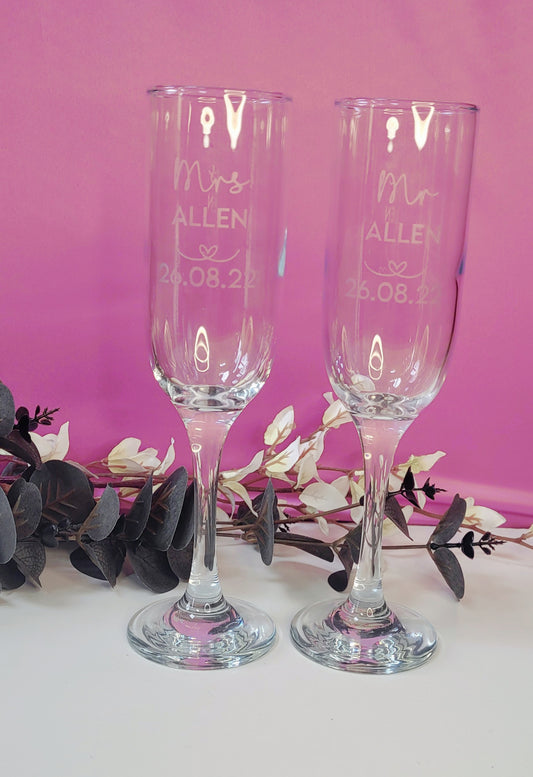 Engraved Mr and Mrs Glasses