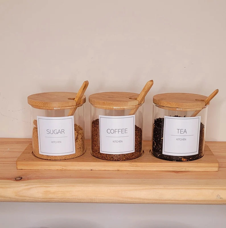 Minimalistic Set of Three Jars with Spoons