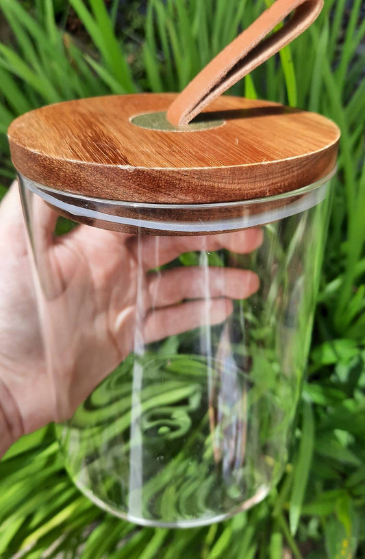 1L Glass Jars with Leather Loop
