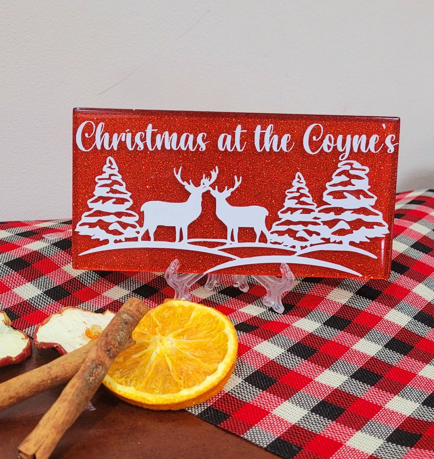 Personalised Glass Tile Christmas Sign